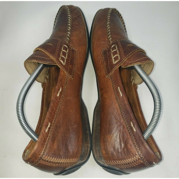 Frye Men’s 10 Distressed Leather Brown Penny Loafers Slip‎ On Shoes